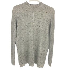 Orvis Women's Gray/Black Speckled Knit Mock Turtleneck 100% Cashmere Sweater XS